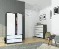 Šatní skříň s otočnými dveřmi 90cm šedá / bílá