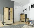 Šatní skříň s otočnými dveřmi 90cm grafitově šedá / dub artisan