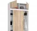 Šatní skříň s posuvnými dveřmi a nástavcem 150cm MONO bílá / sonoma