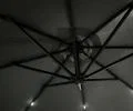 Zahradní slunečník MILIN tmavě šedý s LED osvětlením, 300x300x245 cm, 12,7 kg