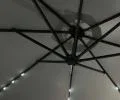 Zahradní slunečník MILIN světle šedý s LED osvětlením, 300x300x245 cm, 12,7 kg