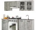 Závěsná kuchyňská skříňka OLIVIA – vitrína, 80x58cm | Bílá / Beton