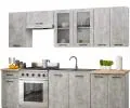 Závěsná kuchyňská skříňka OLIVIA 80x72cm Bílá/Beton s vitrínou