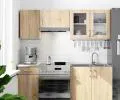 Závěsná kuchyňská skříňka LIMA šířka 80cm výška 58cm s vitrínou Dub Sonoma / Bílá