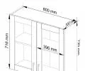 Závěsná kuchyňská skříňka LIMA šířka 80cm výška 72cm s vitrínou Dub Sonoma / Bílá
