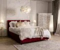Čalouněná postel 90x200 ELEGANTE Vínová Paris s úložným prostorem kovový rošt