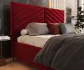 Čalouněná postel ELEGANTE 160x200 Vínová Paris s úložným prostorem kovový rošt