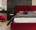 Čalouněná postel ELEGANTE 180x200 Vínová Paris s úložným prostorem kovový rošt