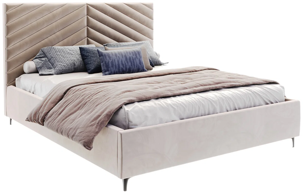 Čalouněná postel ELEGANTE 90x200 Béžová Paris s úložným prostorem kovový rošt