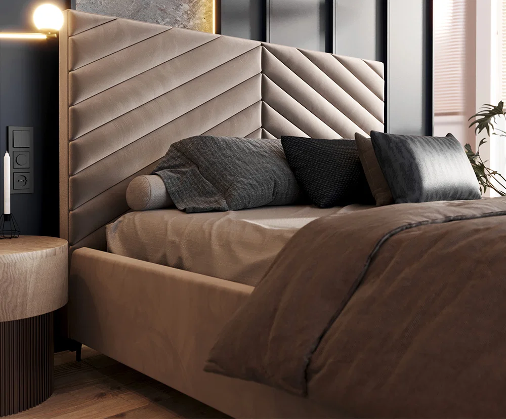 Čalouněná postel ELEGANTE 90x200 Béžová Paris s úložným prostorem kovový rošt