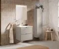 Koupelnová skříňka BELLA CASHMERE 100cm + deska + umyvadlo + prádelní koš