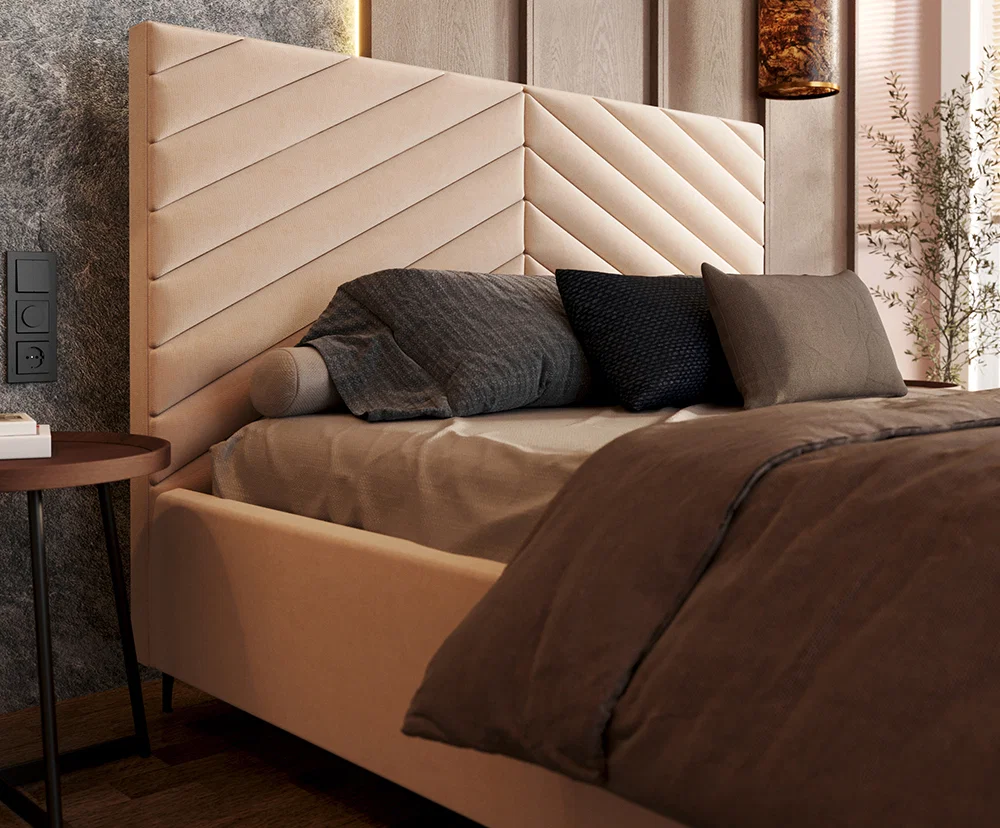 Čalouněná postel ELEGANTE 90x200 Krémová Paris s úložným prostorem kovový rošt