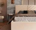 Čalouněná postel ELEGANTE 120x200 Krémová Paris s úložným prostorem kovový rošt