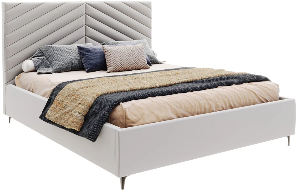 Čalouněná postel ELEGANTE 90x200 Světle Šedá Paris s úložným prostorem kovový rošt