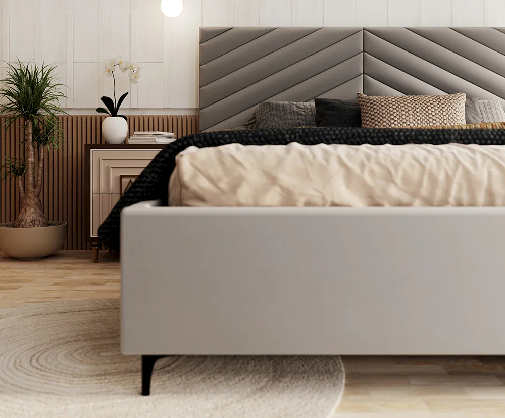 Čalouněná postel ELEGANTE 90x200 Světle Šedá Paris s úložným prostorem kovový rošt