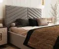 Čalouněná postel ELEGANTE 180x200 Světle Šedá Paris s úložným prostorem kovový rošt