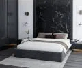 Čalouněná postel ORLANDO 160x200 Tmavě šedá Trinity s úložným prostorem kovový rošt