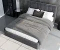 Čalouněná postel JUSTIN 180x200 Grafit Trinity s úložným prostorem kovový rošt