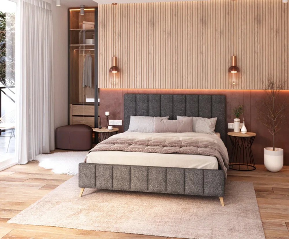 Čalouněná postel FRASCA 120x200 Grafit Boucle