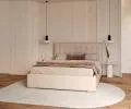 Čalouněná postel LUCERNA 180x200 Krémová Trinity s úložným prostorem kovový rošt