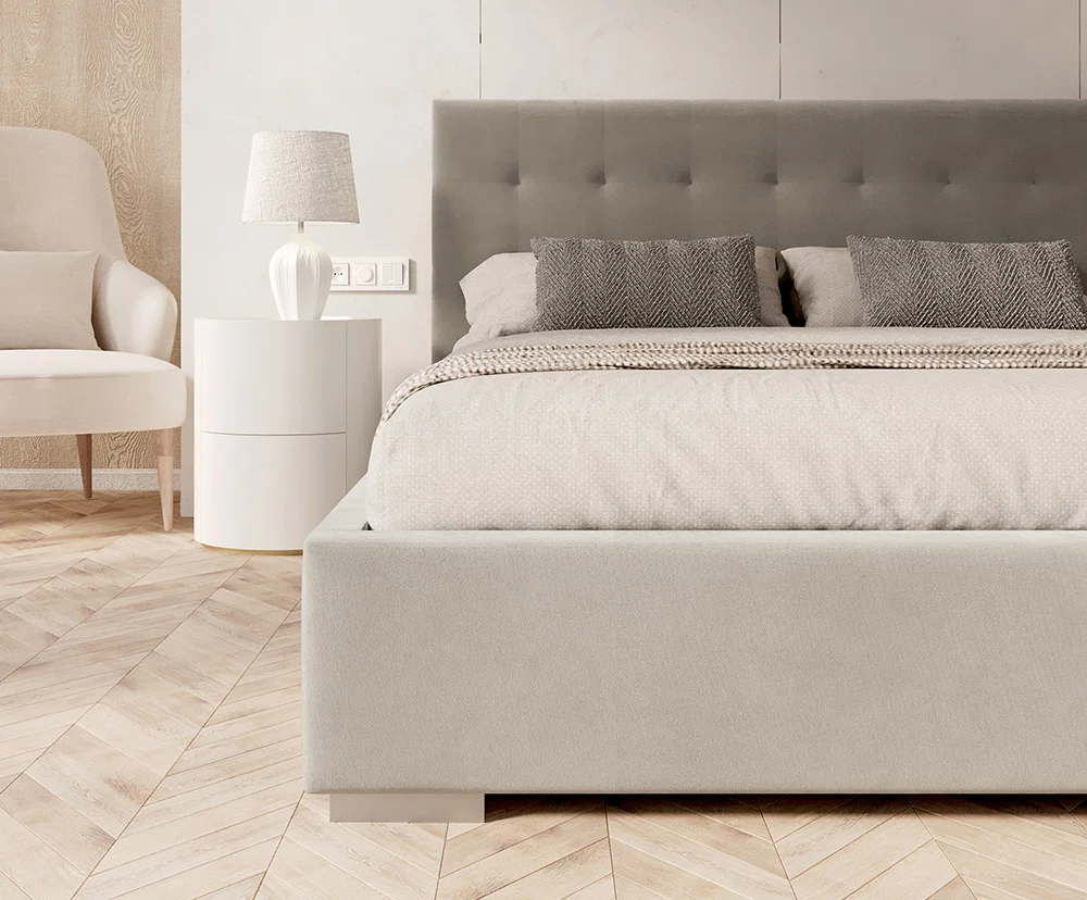Čalouněná postel LUCERNA 90x200 Šedá Trinity s úložným prostorem kovový rošt