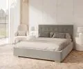 Čalouněná postel LUCERNA 90x200 Šedá Trinity s úložným prostorem kovový rošt