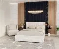 Čalouněná postel LUCERNA 180x200 Bílá Paris s úložným prostorem kovový rošt