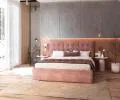 Čalouněná postel LUCERNA 160x200 Lososová Paris s úložným prostorem kovový rošt