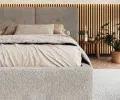 Čalouněná postel BEDRETTO 140x200 Šedá Boucle s úložným prostorem kovový rošt