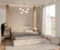 Čalouněná postel MIRAGE 140x200 Krémová Trinity s úložným prostorem kovový rošt