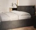Čalouněná postel MIRAGE 90x200 Grafit Trinity s úložným prostorem kovový rošt