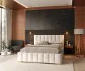 Čalouněná postel AUSTIN 90x200 cm Bílá Trinity s úložným prostorem kovový rošt