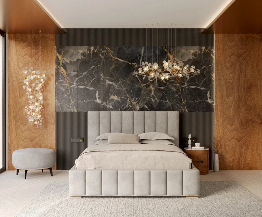 Čalouněná postel AUSTIN 90x200 cm Šedá Trinity s úložným prostorem kovový rošt