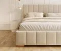 Čalouněná postel 120x200 cm AUSTIN Krémová Paris s úložným prostorem kovový rošt