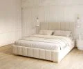 Čalouněná postel 160x200 cm AUSTIN Krémová Paris s úložným prostorem kovový rošt