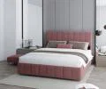 Čalouněná postel AUSTIN 90x200 cm Lososová Paris s úložným prostorem kovový rošt