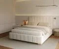 Čalouněná postel AUSTIN 90x200cm Krémová Boucle s úložným prostorem kovový rošt