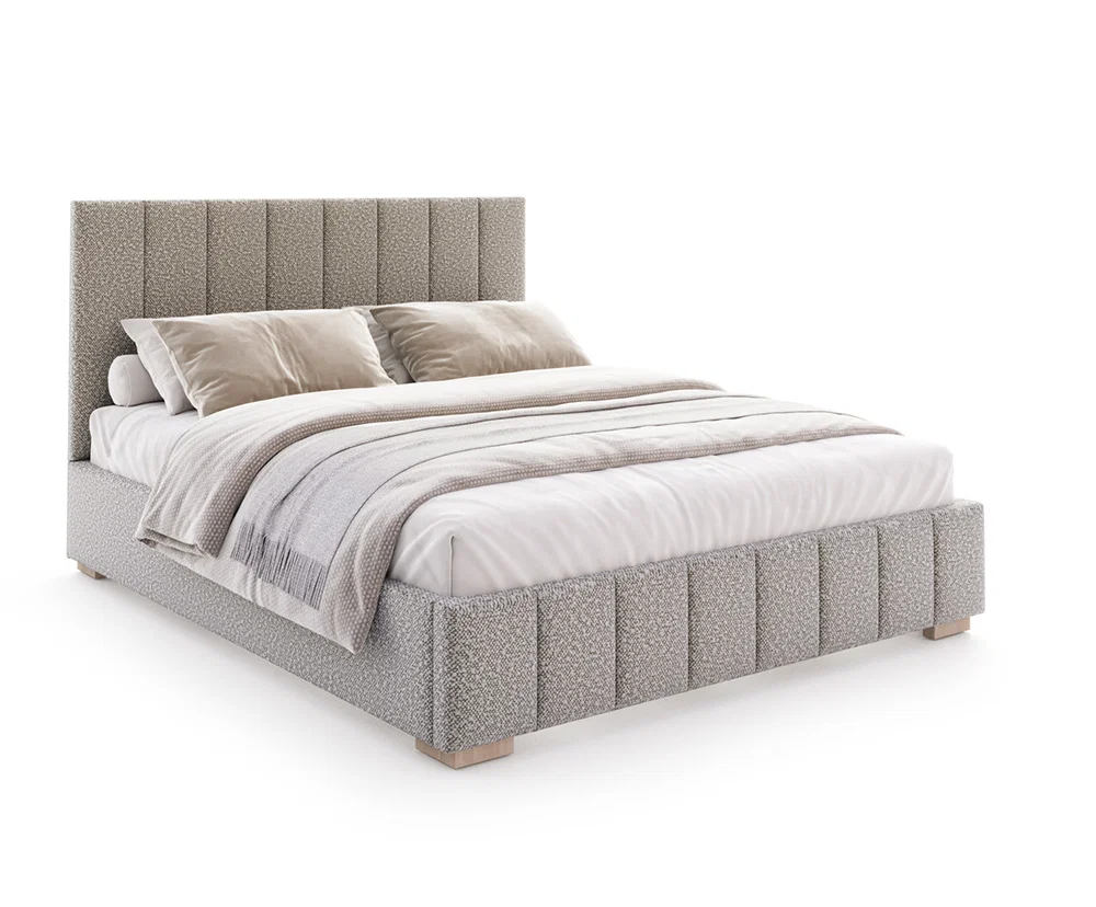 Čalouněná postel AUSTIN 90x200cm Šedá Boucle s úložným prostorem kovový rošt