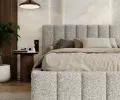Čalouněná postel AUSTIN 140x200cm Šedá Boucle s úložným prostorem kovový rošt