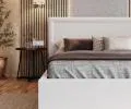 Čalouněná postel NOBILE 120x200 Bílá Paris s úložným prostorem kovový rošt