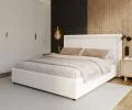 Čalouněná postel NOBILE 140x200 Bílá Paris s úložným prostorem kovový rošt
