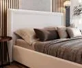 Čalouněná postel NOBILE 160x200 Bílá Paris s úložným prostorem kovový rošt