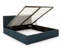 Čalouněná postel TULSA 140x200 s kovovým zdvižným roštem OTTAWA TMAVĚ MODRÁ
