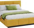 Čalouněná postel AVEIRO 160x200 s kovovým zdvižným roštem PARIS ŽLUTÁ