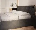 Čalouněná postel MIRAGE 180x200 Grafit Trinity s úložným prostorem kovový rošt