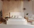Čalouněná postel PASADENA 90x200 s kovovým roštem KRÉMOVÁ