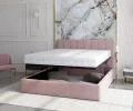 Čalouněná postel JUSTIN 140x200 Růžová Trinity s úložným prostorem kovový rošt