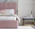 Čalouněná postel JUSTIN 180x200 Růžová Trinity s úložným prostorem kovový rošt