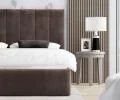 Čalouněná postel JUSTIN 160x200 Hnědá Trinity s úložným prostorem kovový rošt