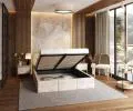 Čalouněná postel AMBER 180x200 Krémová Paris s úložným prostorem, kovový rošt